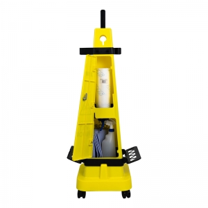 Rapid Response 1 Cone - Tall cone on wheels with hooks and brackets for quick responding cleanup 