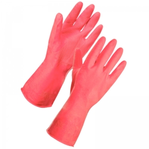 12 x Red premium household gloves Small